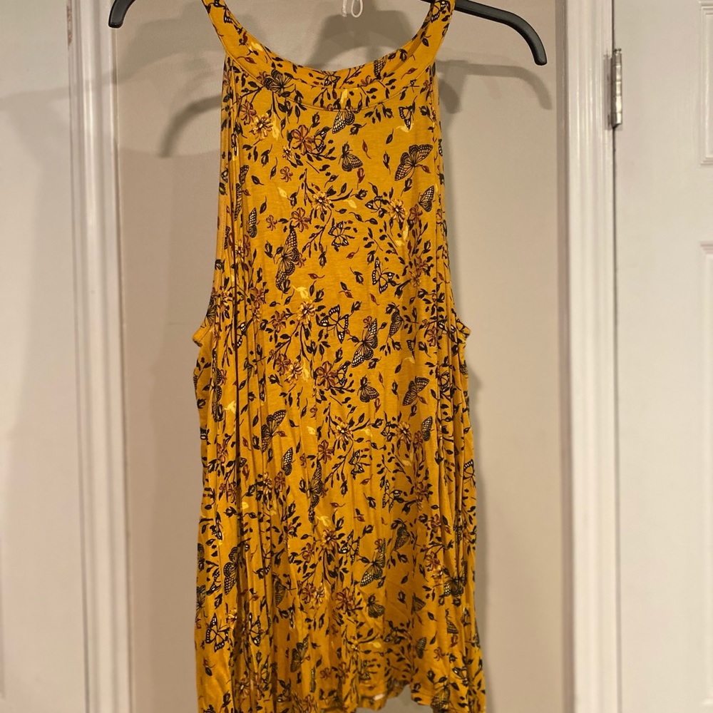 Yellow tank top with butterflies